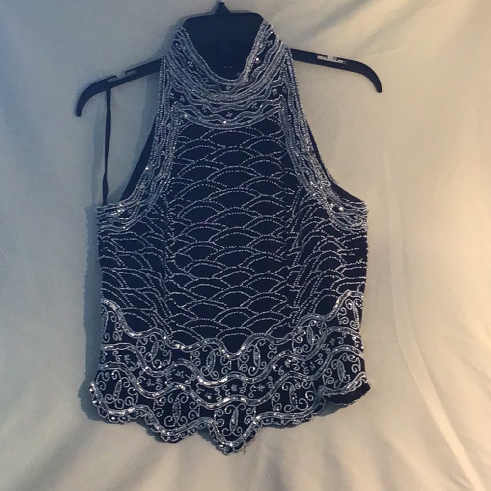 Appellate Boutique Evening 100% silk beaded top size small